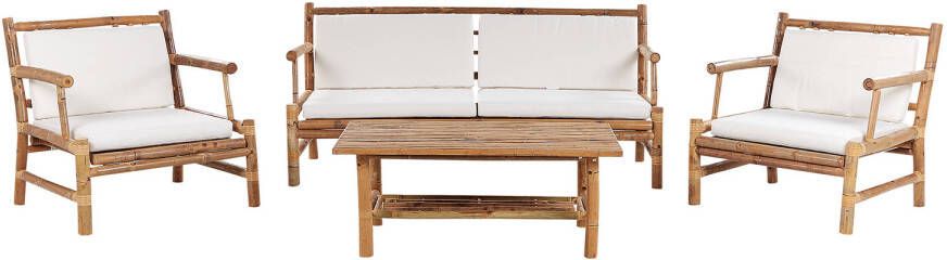Beliani Riccione Loungeset lichte Houtkleur bamboehout