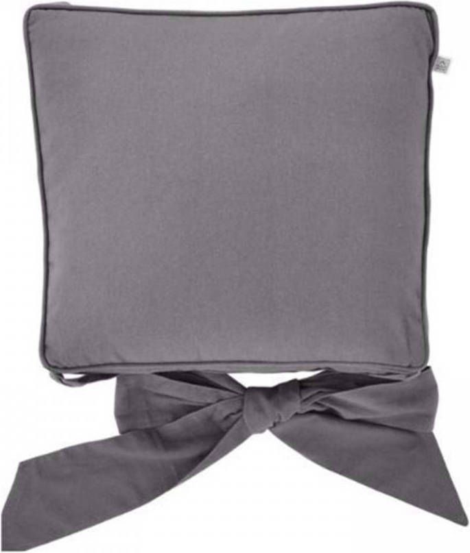 Dutch Decor Javaan Stoelkussen Met Lint Charcoal Gray 45x45 Cm Grijs