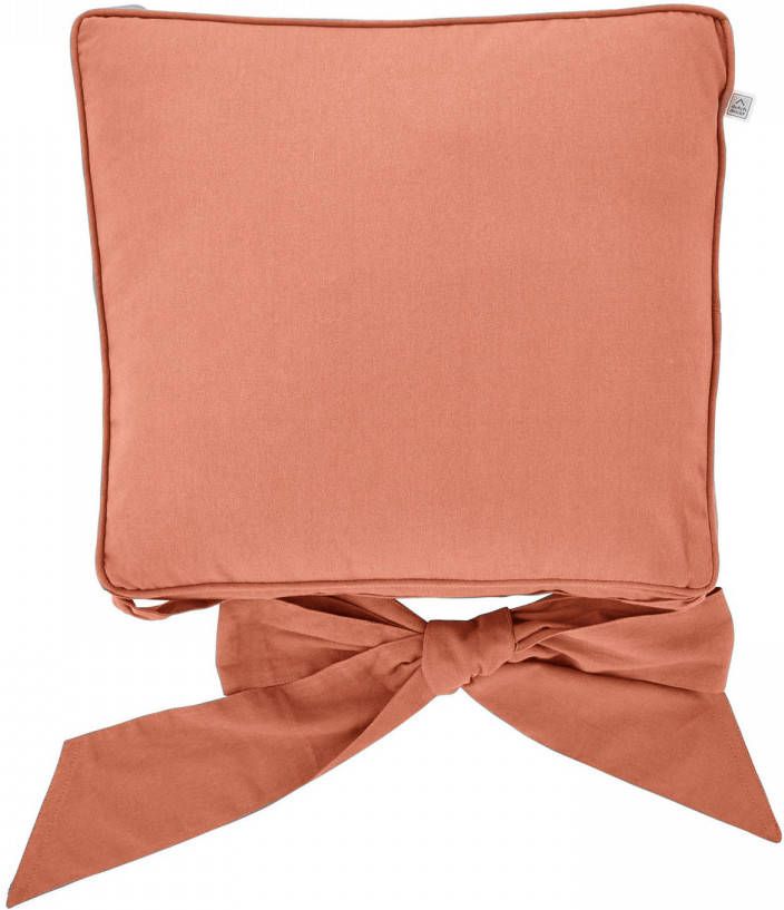 Dutch Decor JAVAAN Stoelkussen met lint Muted Clay 45x45 cm roze