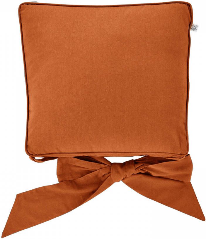 Dutch Decor Javaan Stoelkussen Met Lint Potters Clay 45x45 Cm Oranje