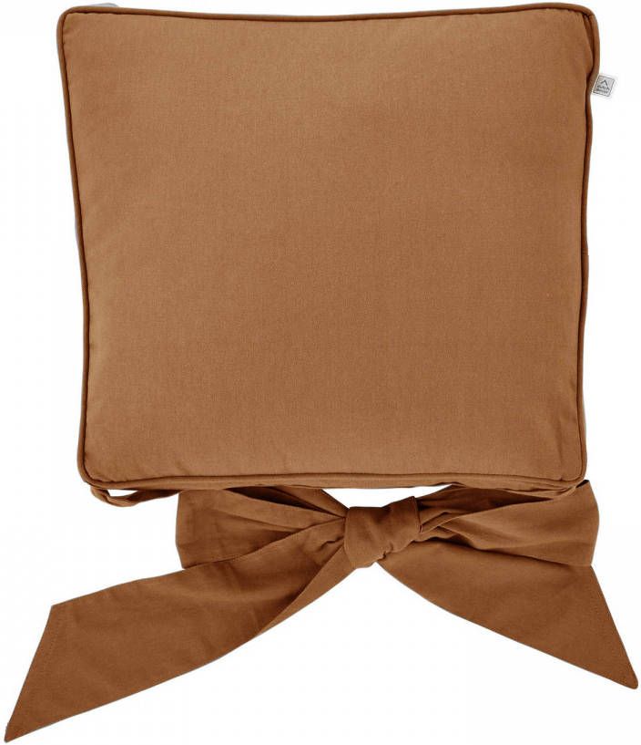 Dutch Decor Javaan Stoelkussen Met Lint Tobacco Brown 45x45 Cm Bruin