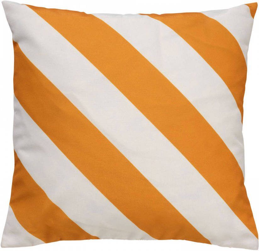 Dutch Decor Sanzeno Kussenhoes Outdoor Golden Glow 45x45 Cm Waterafstotend En Uv bestendig Gestreept Wit En Ge