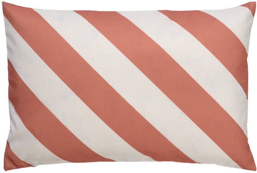 Dutch Decor Sanzeno Kussenhoes Outdoor Muted Clay 40x60 Cm Waterafstotend En Uv bestendig Gestreept Wit En Roze