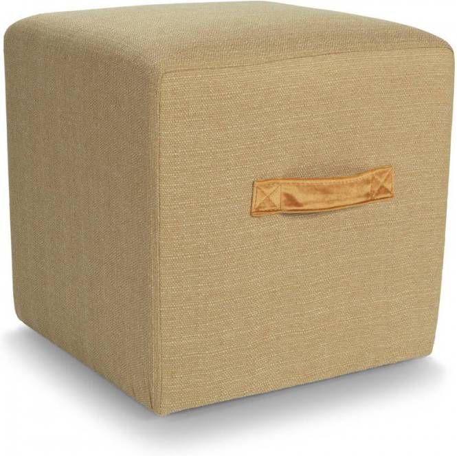 Dutch Decor Vickie Poef Oker 40x40x40 Cm Geel Bruin, Geel