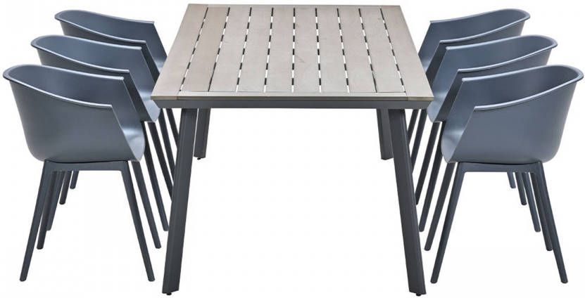 Garden Impressions Lexy Tuinset 7 delig Donker Grijs Penedo Tuintafel 230x100 Cm
