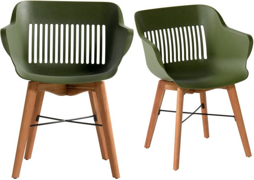 Hartman Jill Tuinstoel Set Van 2 Mos Groen Houten Onderstel
