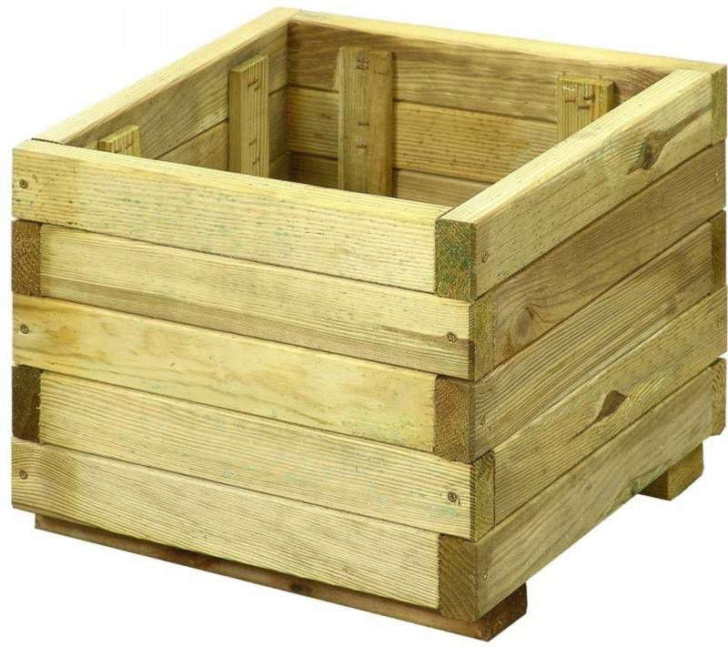 Intergard Bloembak Plantenbak Hout Vierkant Grenen 40x35x40cmm