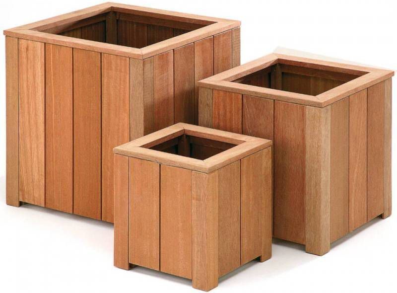 Intergard Bloembak Plantenbak Vierkant Bangkirai Hardhout 50x50cm