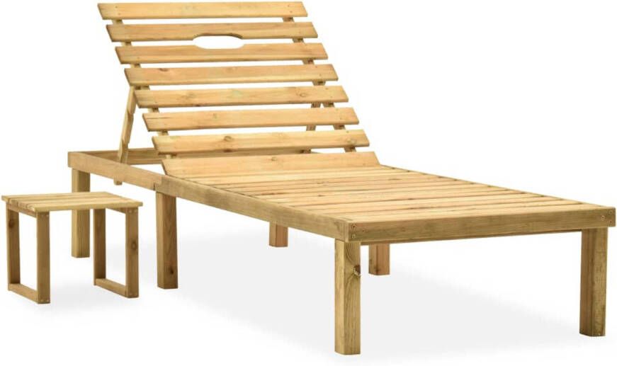 VIDAXL Ligbed met tafel geï, mpregneerd grenenhout