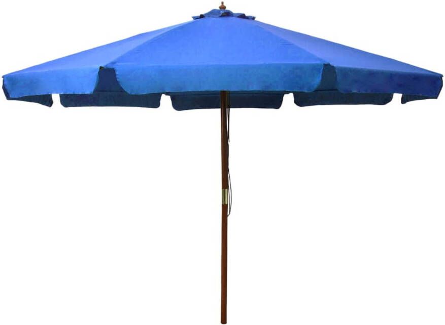 vidaXL Parasol met houten paal 330 cm azuurblauw