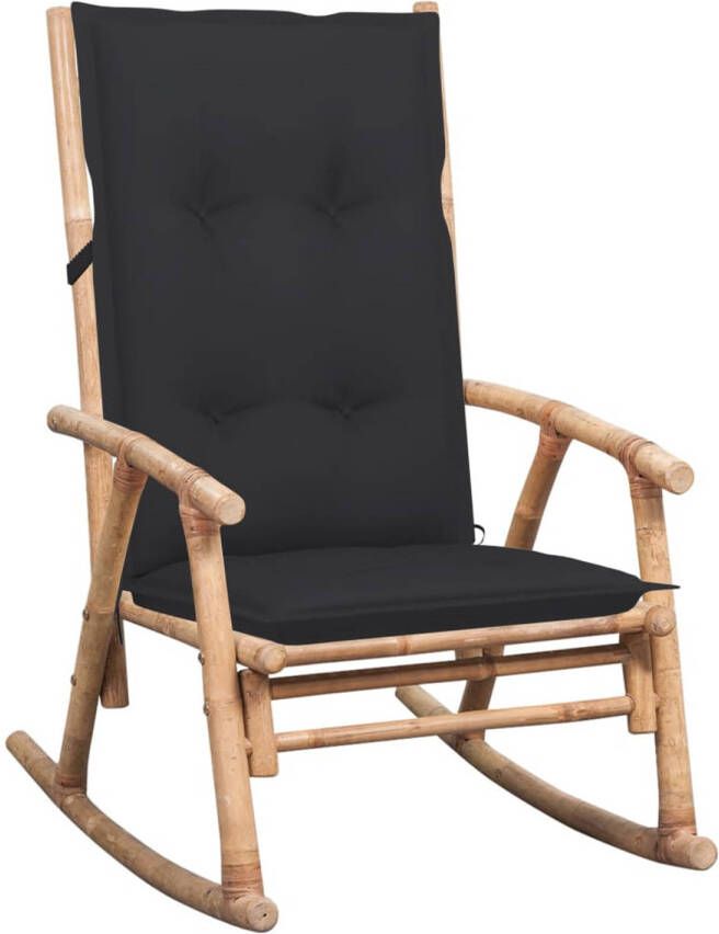 vidaXL Schommelstoel met kussen bamboe