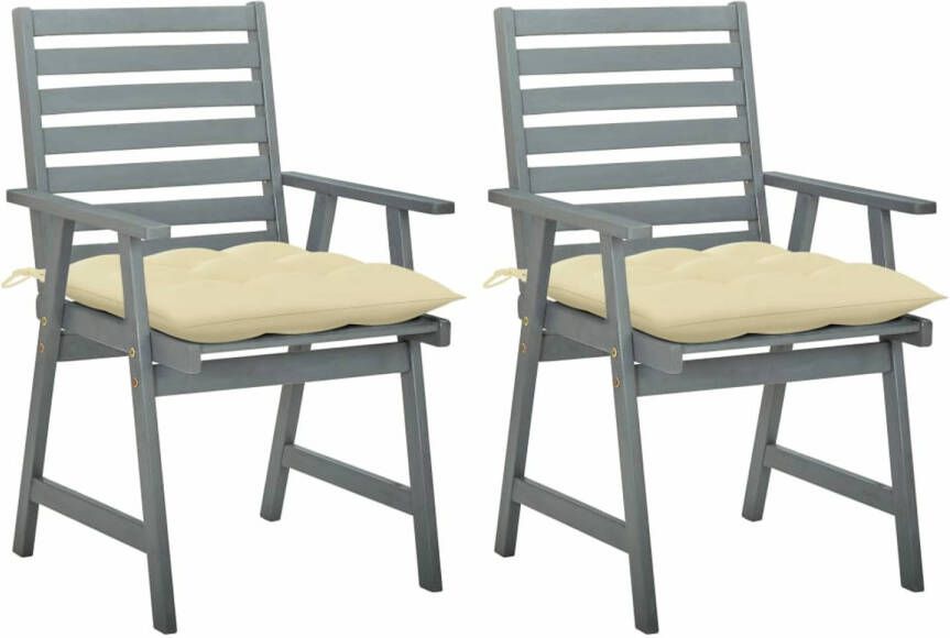 vidaXL Tuinstoelen 2 st met kussens massief acaciahout