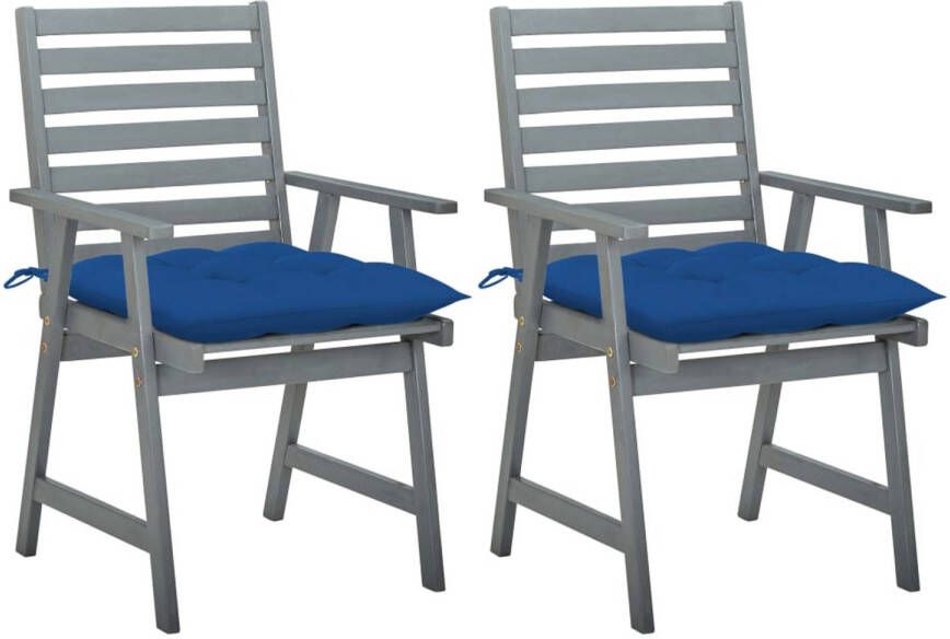 vidaXL Tuinstoelen 2 st met kussens massief acaciahout