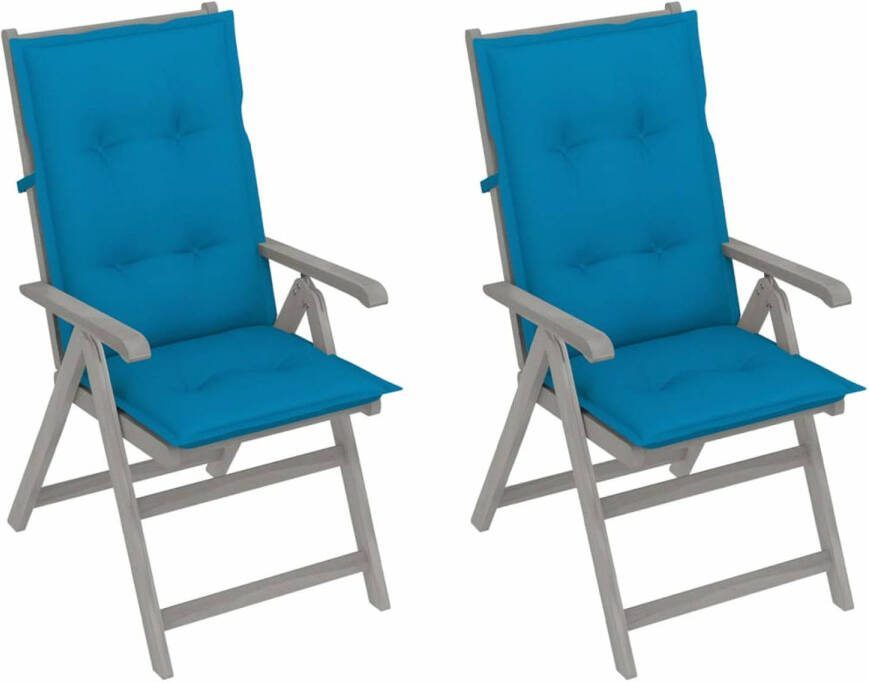 vidaXL Tuinstoelen 2 st verstelbaar met kussens massief acaciahout