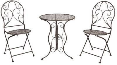 Clayre & Eef Bistroset Bistrotafel Bistrostoel 3 delig Ø 60x70 Bruin