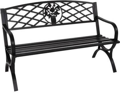 Duverger Flower owl tuinbank zwart metaal L 127cm bloementuil