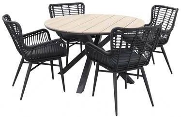 Garden Impressions Jasmine black/GI Edison 122 cm. ronde tuinset