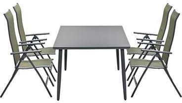 Garden Impressions Santos Tuinset 5 delig Mos Groen Senna Tuintafel 180x100 Cm