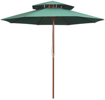 vidaXL Dubbeldekker parasol 270x270 cm houten paal groen