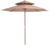 VidaXL Dubbeldekker parasol met houten paal 270 cm taupe online kopen