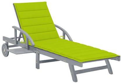 vidaXL Ligbed met kussen massief acaciahout