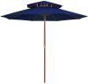 VidaXL Parasol dubbeldekker met houten paal 270 cm blauw online kopen
