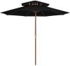 VidaXL Parasol dubbeldekker met houten paal 270 cm zwart online kopen