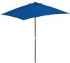 VidaXL Parasol met houten paal 150x200 cm blauw online kopen