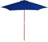VidaXL Parasol met houten paal 270 cm blauw online kopen