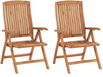 vidaXL Tuinstoelen verstelbaar 2 st massief teakhout