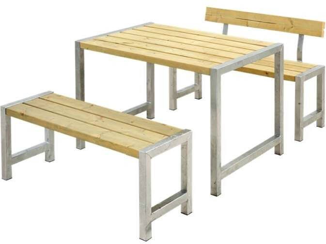 Plus Danmark Tuinset vuren Café, | Hout & Staal geï, mpregneerd 1 rugleuning | 185 x 127 x 75 cm