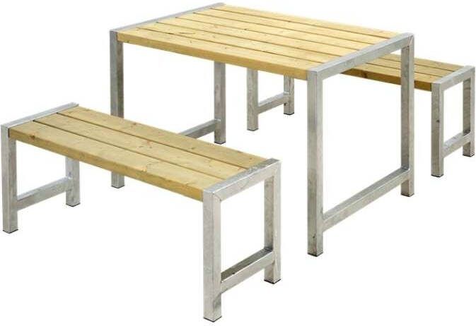 Plus Danmark Tuinset vuren Café, | Hout & Staal geï, mpregneerd | 185 x 127 x 73 cm