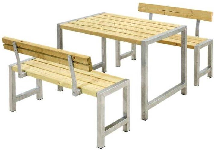 Plus Danmark Tuinset vuren Café, | Hout & Staal geï, mpregneerd 2 rugleuningen | 185 x 127 x 75 cm