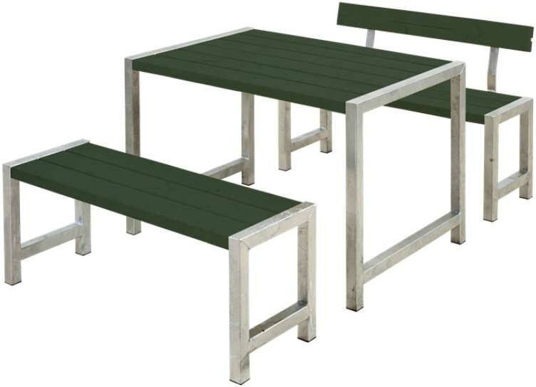 Plus Danmark Tuinset vuren Café, | Hout & Staal gegrond groen 1 rugleuning | 185 x 127 x 75 cm