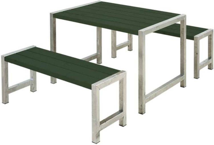 Plus Danmark Tuinset vuren Café, | Hout & Staal gegrond groen | 185 x 127 x 73 cm