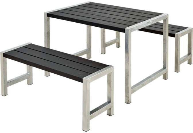 Plus Danmark Tuinset vuren Café, | Hout & Staal gegrond zwart | 185 x 127 x 73 cm