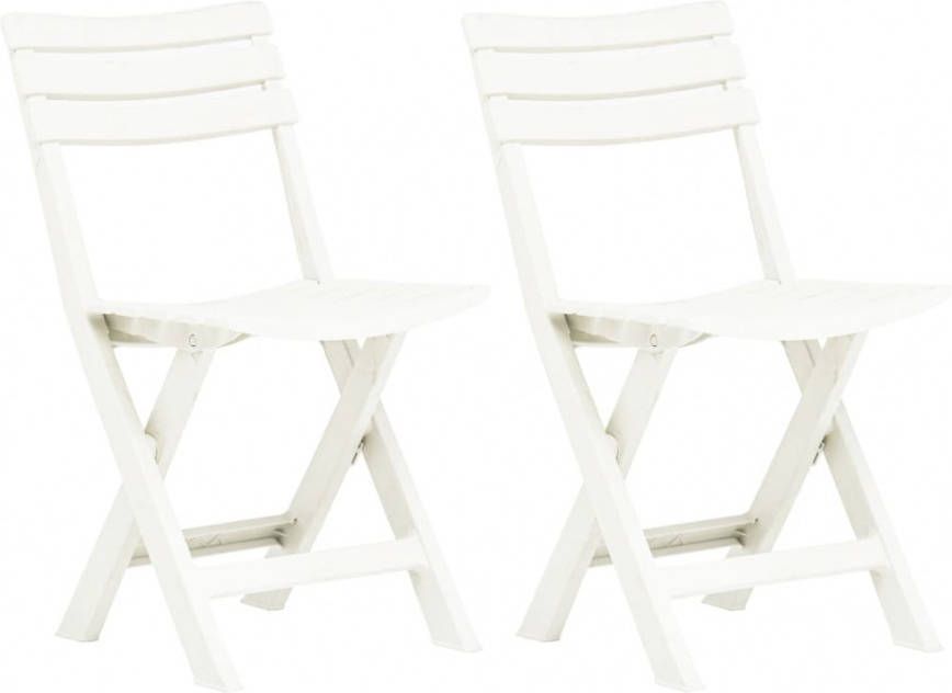 vidaXL Tuinstoelen inklapbaar 2 st kunststof wit