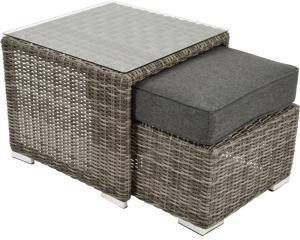 Voordeeldrogisterij Lounge Tafel Perugia Met Hocker 55 x 55 x 45 cm