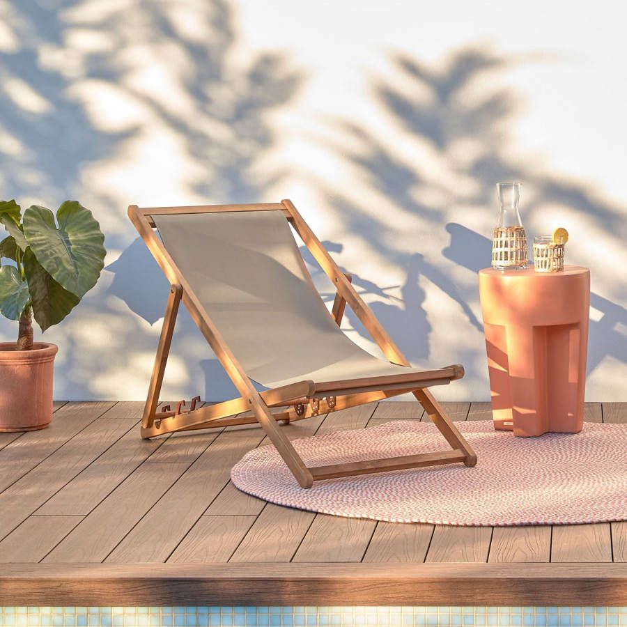 Kave Home Adredna strandstoel groene massief acaciahout FSC 100%