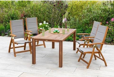 MERXX Tuin eethoek Acapulco 4 klapstoelen met tuintafel(5 delig )