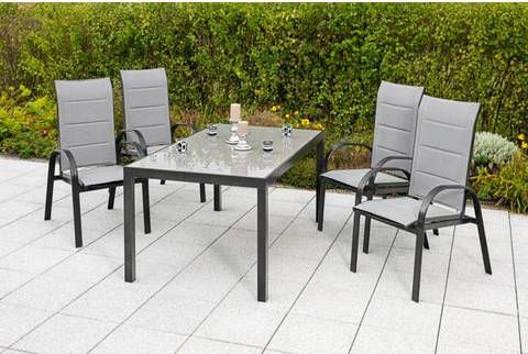 MERXX Tuin eethoek Marini 4 klapstoelen met tuintafel(5 delig )