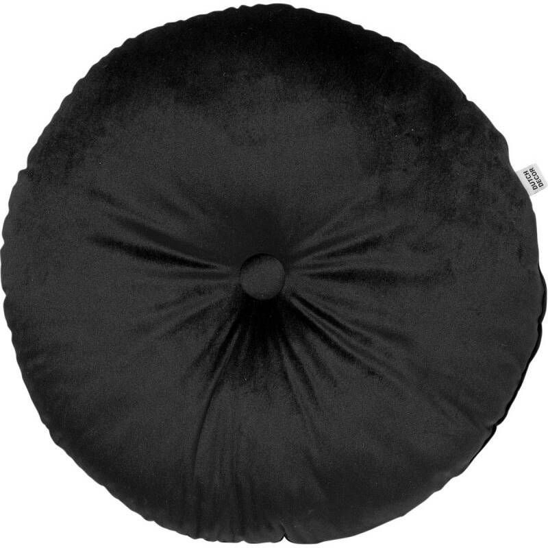 Dutch Decor Olly Sierkussen Rond Velvet 40 Cm Raven Zwart