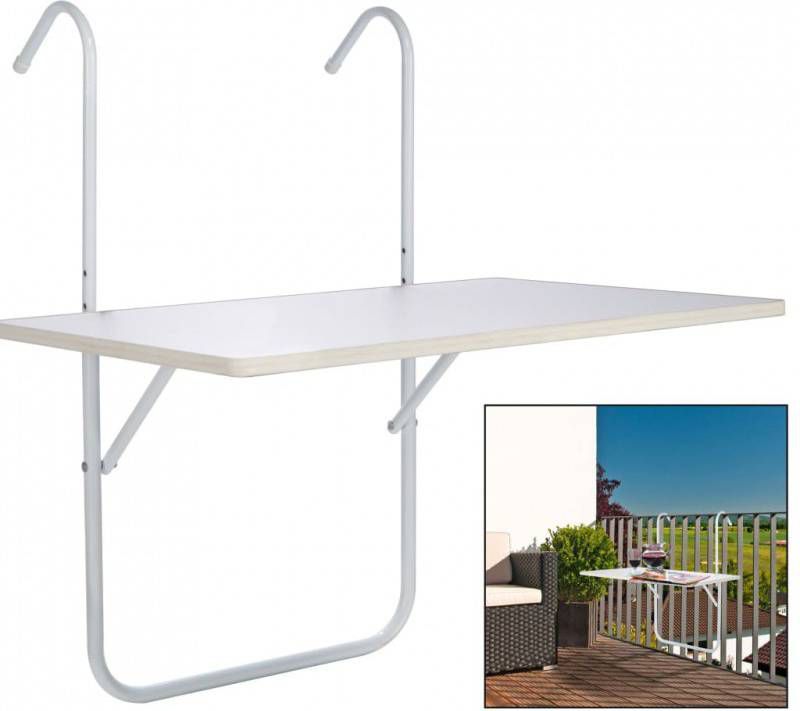 Haushalt Balkon Opklap Tafel Metaal Wit