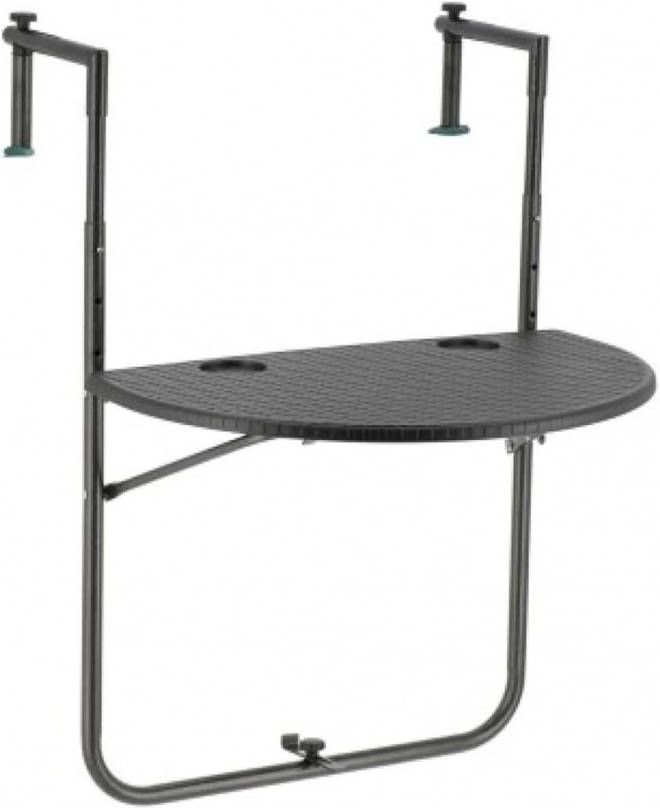 Livin'outdoor Balkontafel inklapbaar halfrond grijs