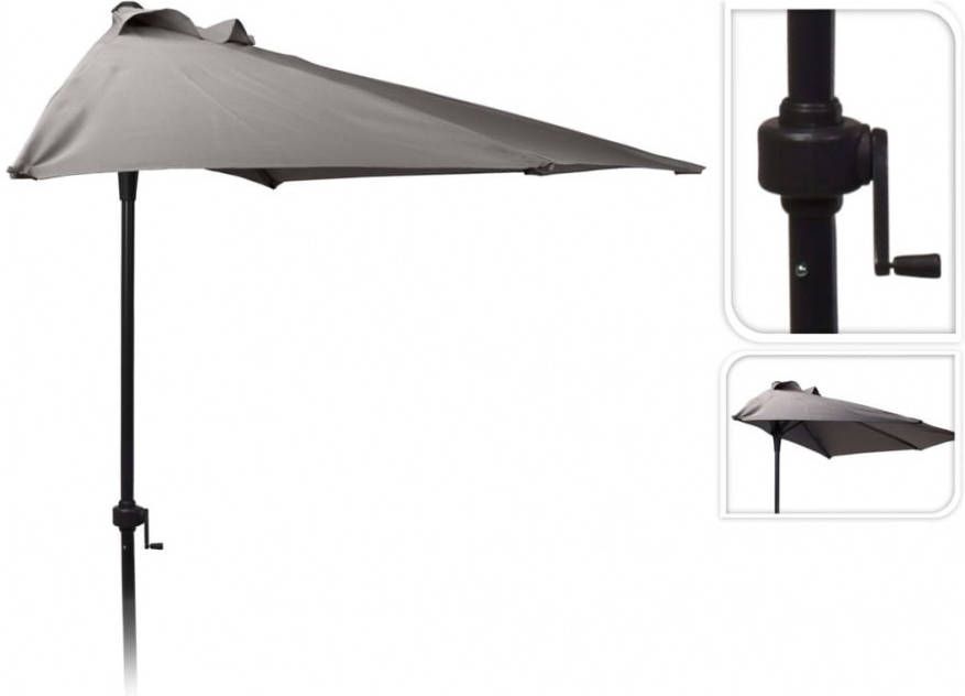 Progarden Parasol halfrond 250 cm houtskoolkleurig