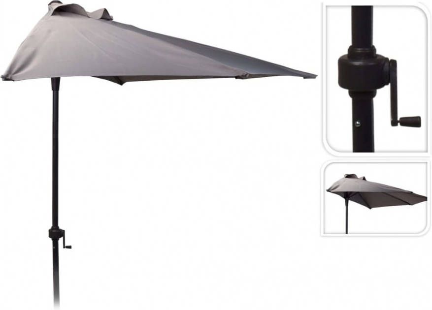 Relaxwonen Balkon Parasol Half Rond 250cm Grijs