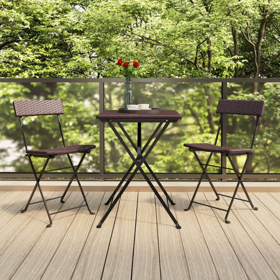 VIDAXL Bistrostoelen 2 st inklapbaar poly rattan en staal bruin