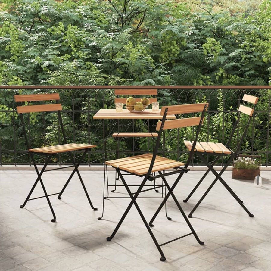 VIDAXL Bistrostoelen 4 st inklapbaar massief teakhout en staal
