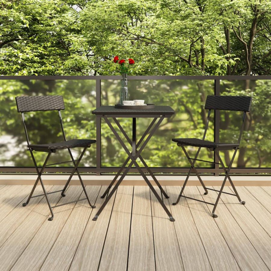 VIDAXL Bistrostoelen inklapbaar 2 st poly rattan en staal zwart