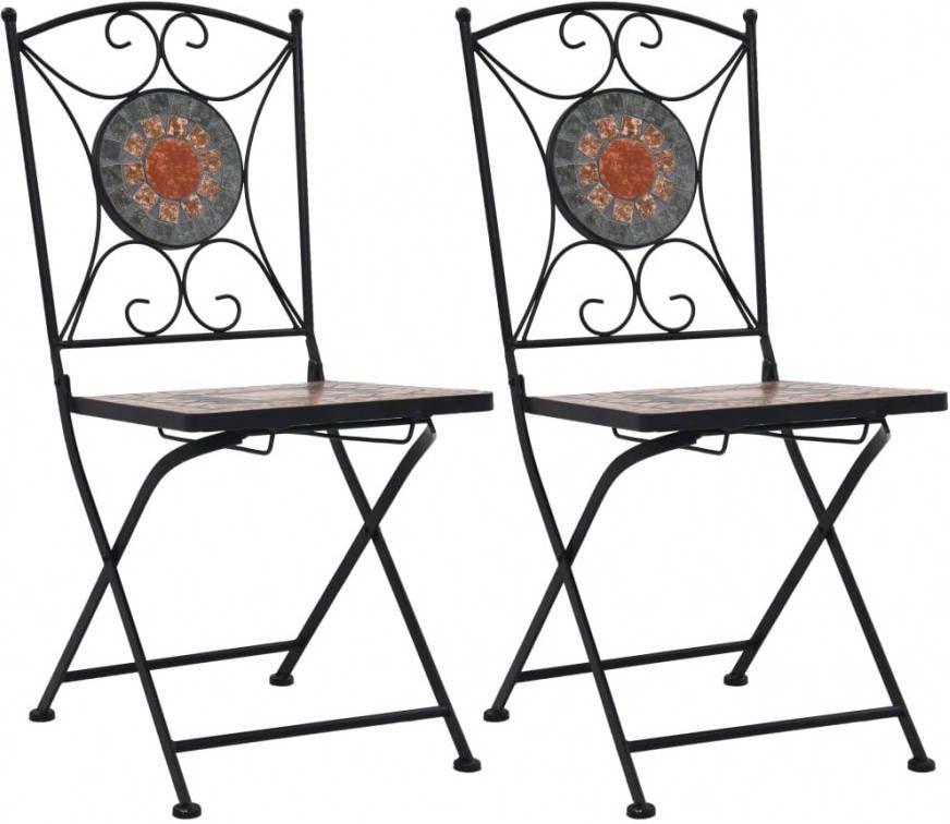 VIDAXL Bistrostoelen mozaï, ek 2 st oranje en grijs